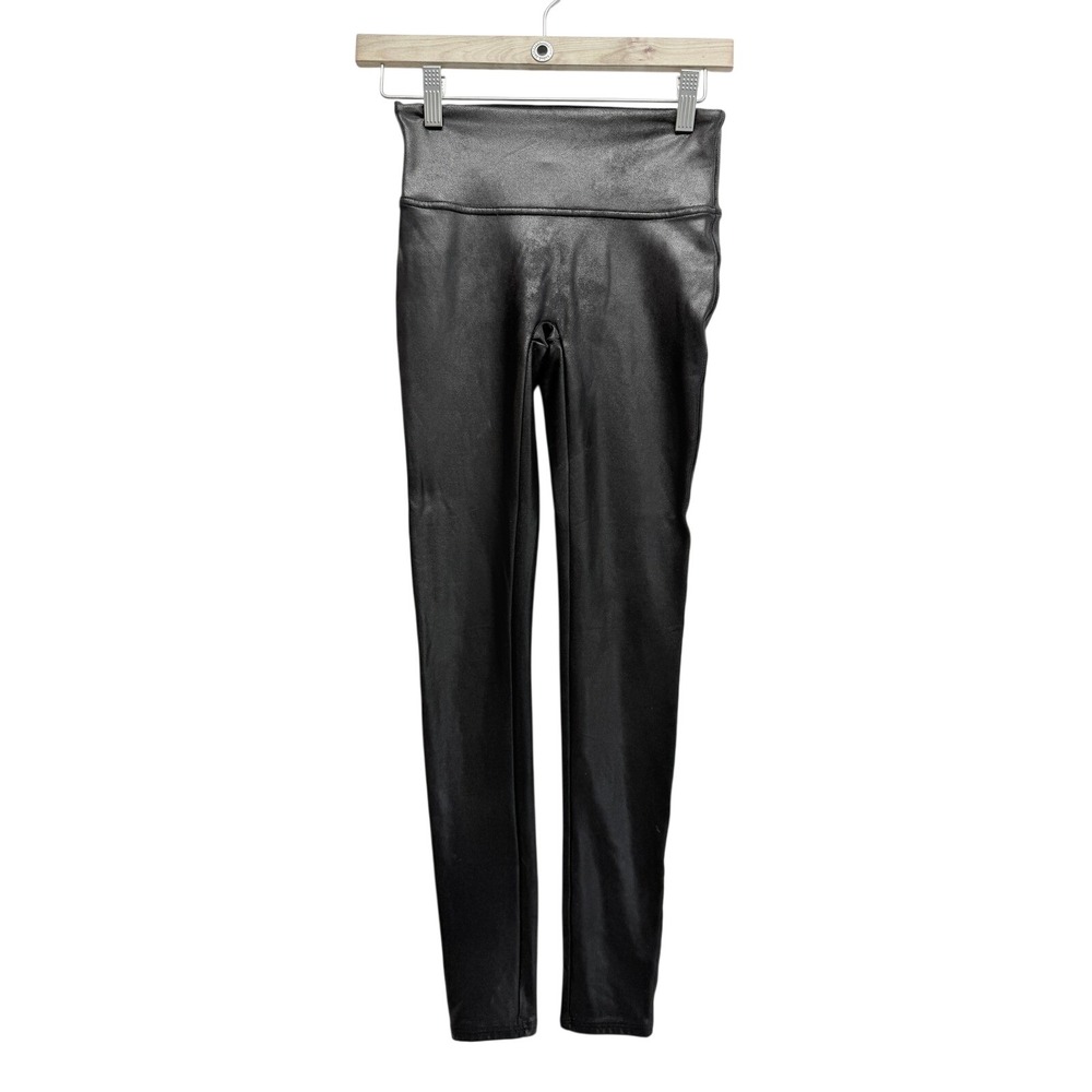 Spanx Faux Leather Leggings High Rise Small Black Womens‎